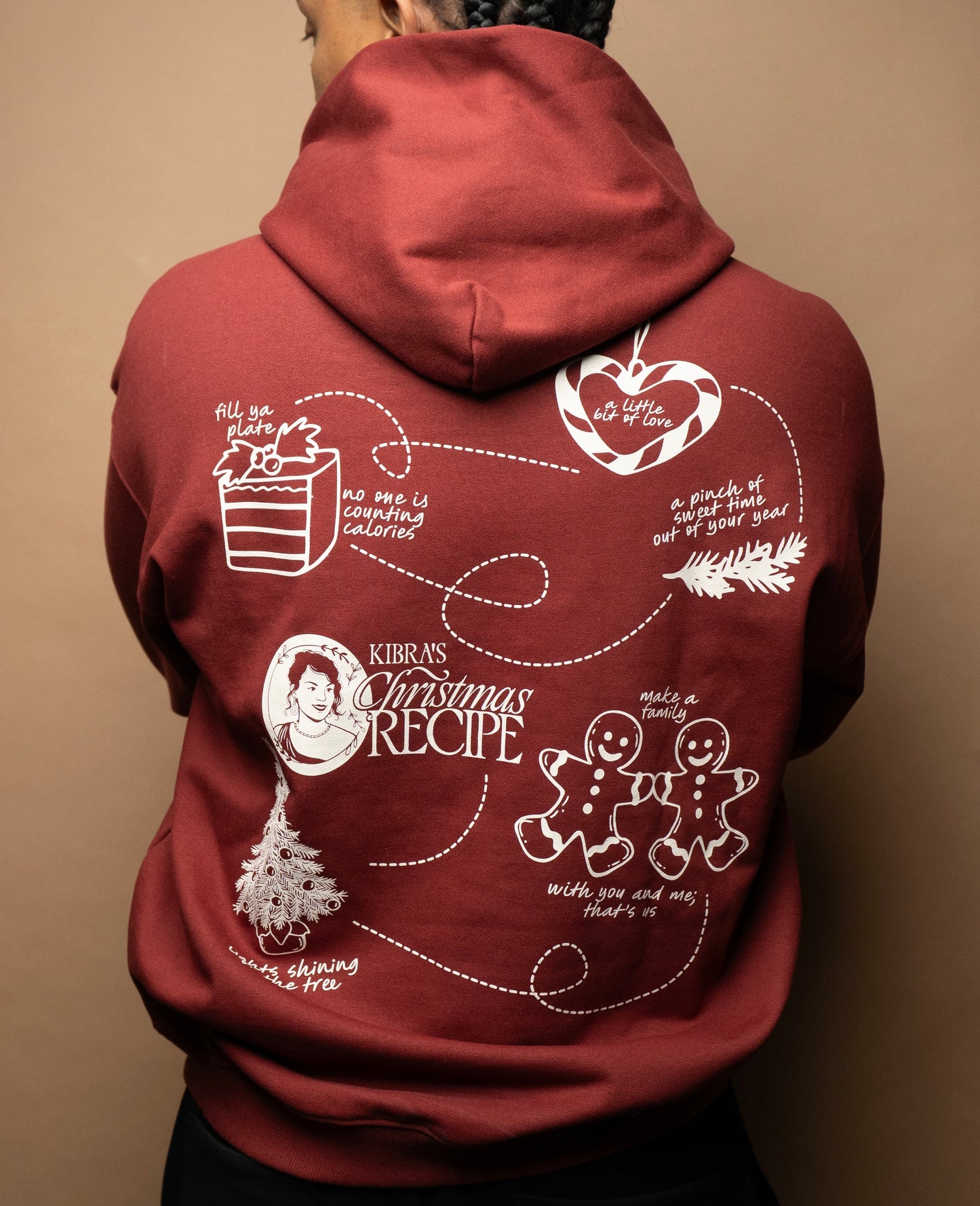 "Christmas Recipe" Long Sleeve Red Heavyweight Hoodie