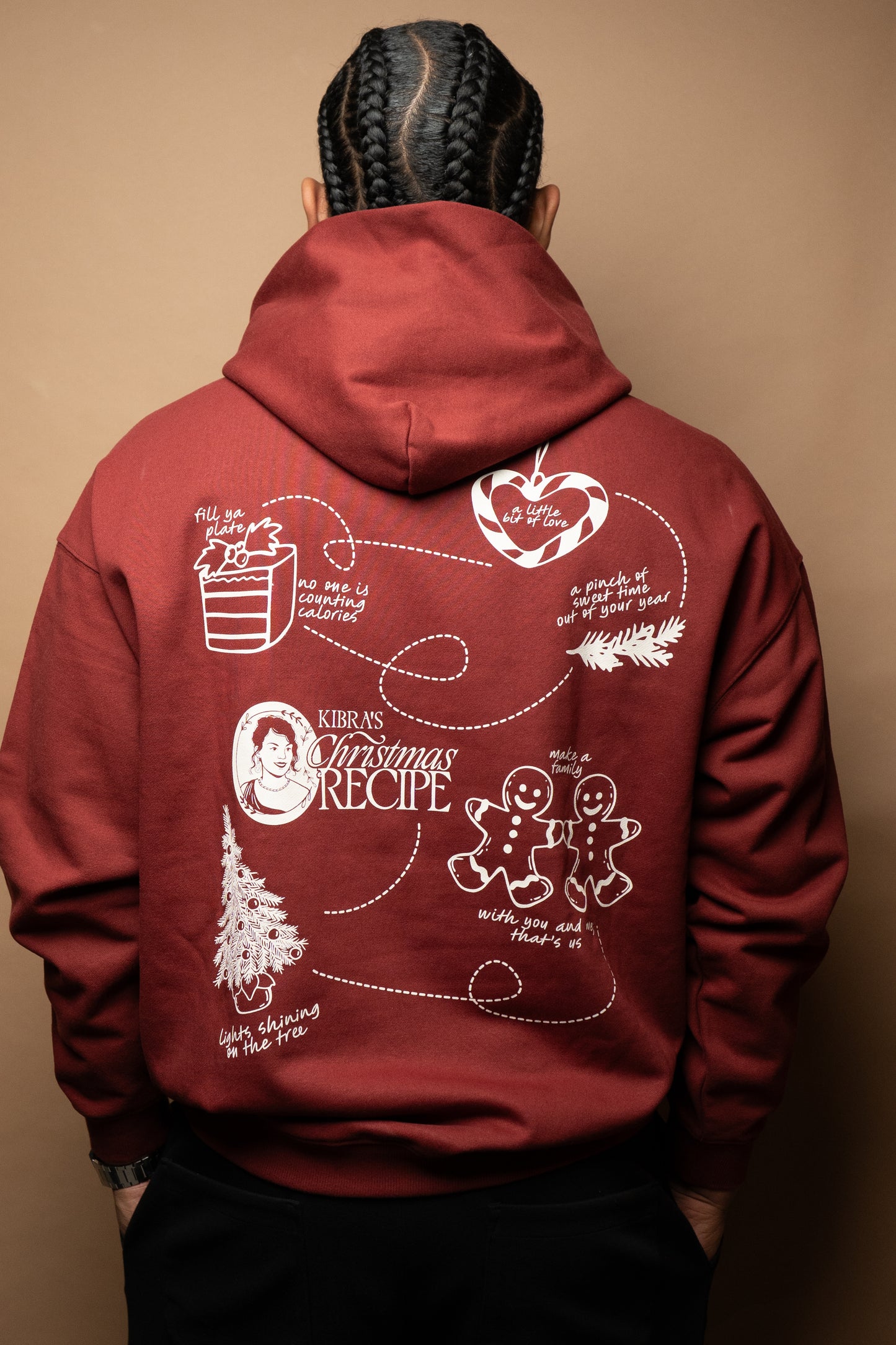"Christmas Recipe" Long Sleeve Red Heavyweight Hoodie